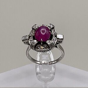 Platinum Ruby Ring with Diamonds
